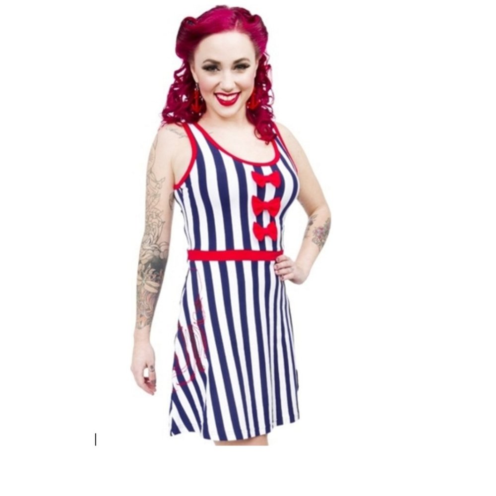 Blue & White Striped Octopus Dress - Picture 8 of 9